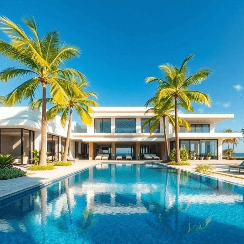 Villa de lujo frente al mar con piscina infinita y palmeras